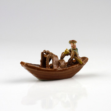 Bonsaifigur Dschunke, chinesisches Miniatur-Fischerboot Keramik