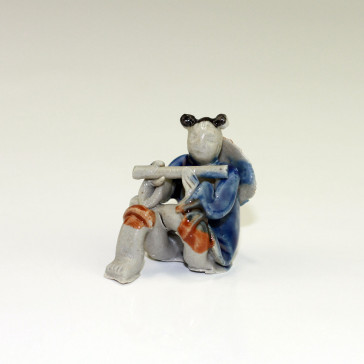 Bonsai-Figur "Flötenspieler", chinesische Keramikfigur