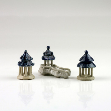 Bonsai-Figuren Set "Zum Teehaus", Keramikfiguren 3-er Set