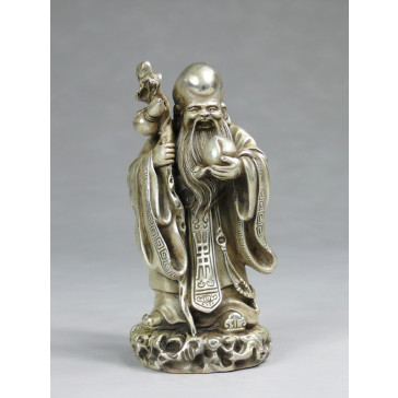Feng Shui Glücksgott Shou Xing, silberfarben