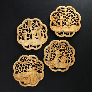 Holzbilder Set "Vier Künste", Wandornamente Holz