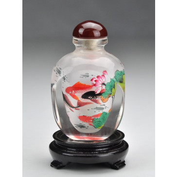 Snuff Bottle "Kois im Lotosteich" (viereckig)