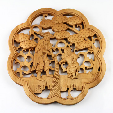 Holz-Wandbild "Fischer", Wandornament aus Holz