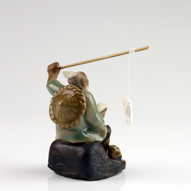 Bonsai Figur Angler 11 Asien Figuren Deko Koi Asiatika Keramik 