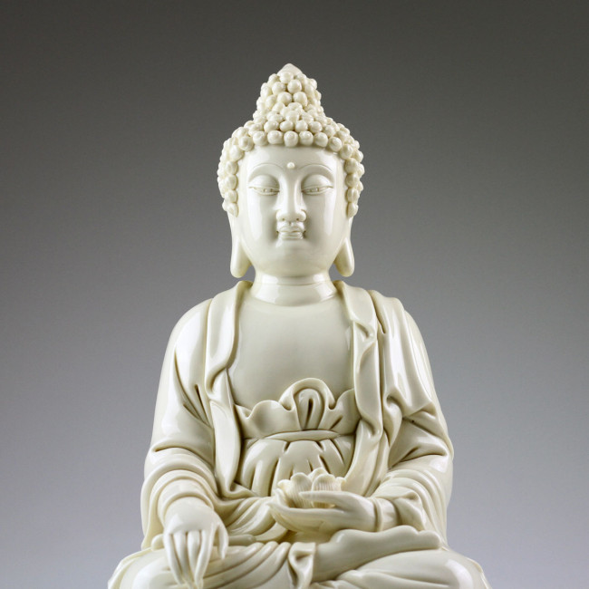 Buddha Amitabha Porzellanfigur Heilende Buddha Statue Blanc-de-Chine Skulptur