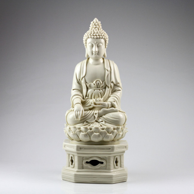 Buddha Amitabha Der Erleuchtete Porzellanfigur Porzellan Keramik Skulptur