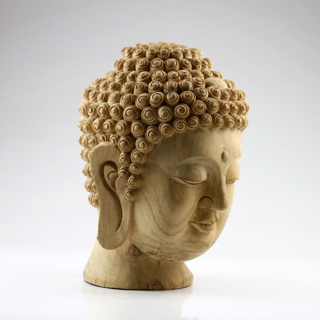 6CM Chinesis Holz Geschnitzte Shakyamuni Amitabha Buddha Tathagata Kopf Sta F5S0