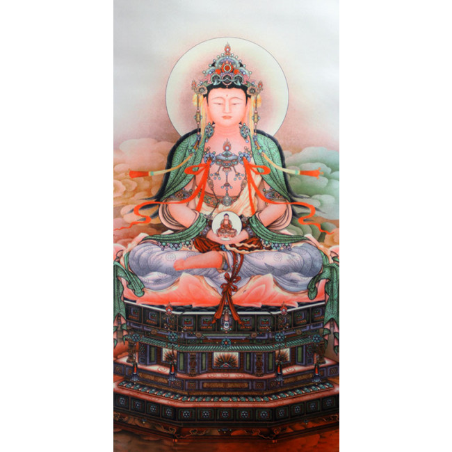 Rollbild chinesischer Druck Buddhistisches Bild der Guanyin Kwan Yin Bildrolle 