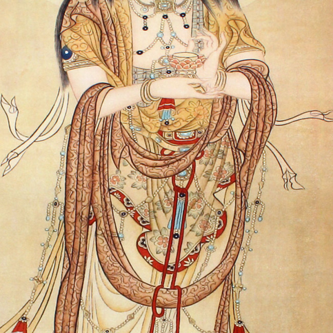 Kwan Yin Bildrolle Buddhistisches Bild der Guanyin Rollbild chinesischer Druck 