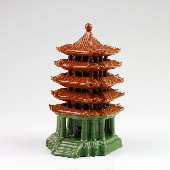 Tonfigur Asiatischer Turm 6,5 cm natur China-Deko Keramik Bonsai-Figur Pagode 