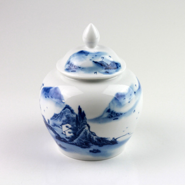 Chinesische Teedose Porzellan Pfingstrosen Keramik bunt mit Aromaverschluss 