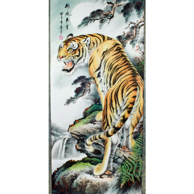 36" China Tuch Seide 12 Sternzeichen Tier Tiger Malerei Home Decoration #5 