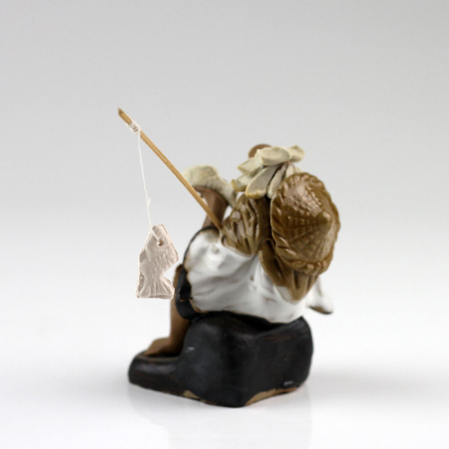 Bonsai Figur Angler 17 Asien Figuren Deko Koi Asiatika Keramik 