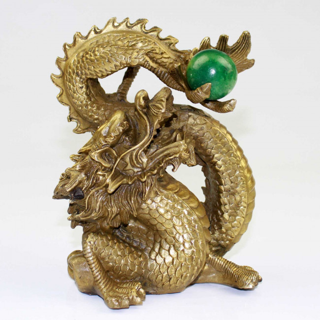 Glücksdrache chinesischer Drache Long Messing Figur Metall Skulptur China Glück 