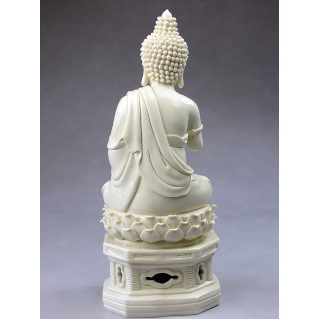 Buddha Amitabha Porzellanfigur Heilende Buddha Statue Blanc-de-Chine Skulptur