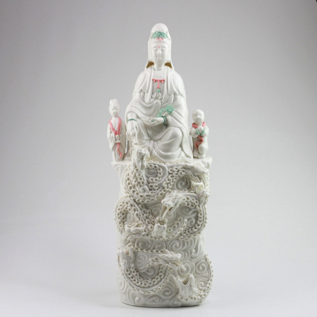 4x Guanyin mit Umhang weiße Porzellanfigur China RK639 