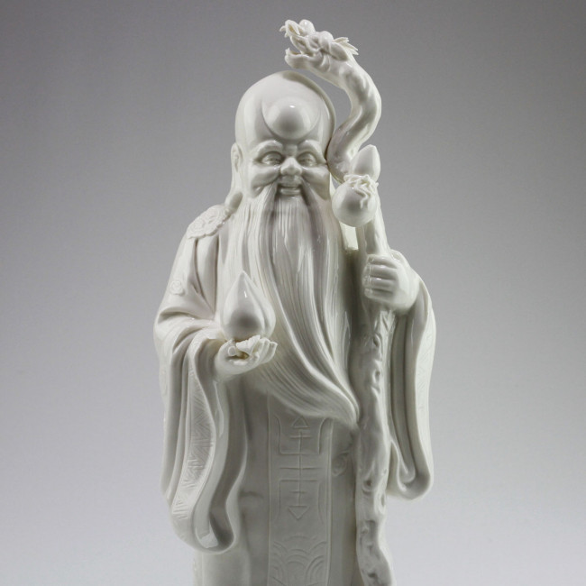 Porzellan-Figur Fu Xing Feng Shui Glücksgott Blanc De Chine Porzellanskulptur 