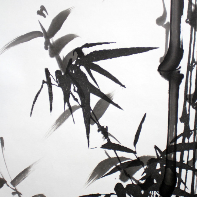 Bildrolle Hängerolle China schwarz-weiß chinesische Malerei "Bambus" Rollbild 