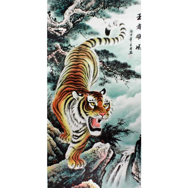 chinesische Malerei Hängerolle China Rollbild Majestätischer Tiger Bildrolle