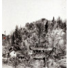 Tusche Aquarell- Zeichnung "Bauernhof in den Bergen", chinesische Malerei