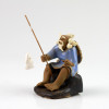 Chinesische Figur Angler Bonsaifigur hellblau, Keramikfigur