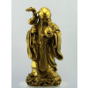 Glücksgott Shou Xing, goldfarbene Messingfigur