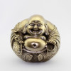 Buddha-Figur, lachender Glücksbuddha Messing, 14 cm