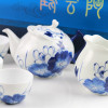 Chinesisches Teeservice Porzellan "Blauer Lotus", Porzellan-Teeservice handbemalt