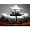 Chinesisches Teeservice "Lotusblume", Porzellan blau-weiß