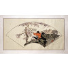 Tuschemalerei "Kranich und Pflaumenbaum" Fächerbild Peng Gou Lan