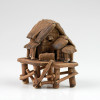 Bonsai-Figur "Bambus-Hütte, Pfahlbauten", asiatische Keramikfigur
