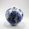 Chinesische Vase "Landschaft", Kugelvase Porzellan, Motiv-Vase
