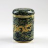Teedose "Drache", chinesische Porzellan-Teedose blau-gelb