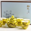 Chinesisches Teeservice "Drache", Porzellan-Teeservice gelb