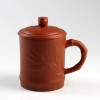  Ton-Teetasse "Bambus", Deckeltasse Yixing-Ton, rotbraun