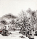 An Ping Ping "Kleines Haus in den Bergen", chinesische Malerei