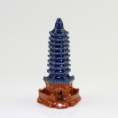 Keramik-Figur Pagode mit Außenmauer, chinesische Bonsaifigur