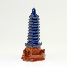Keramik-Figur Pagode mit Außenmauer, chinesische Bonsaifigur (M)
