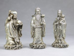 Fu Lu und Shou Metall-Figuren Set Sanxing Messing silberfarben