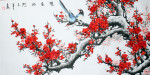 Rollbild rote Pflaumenblüte
