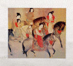 Seidenbild "Zhang Xuan: Palastdamen auf Frühlingsausflug", Brokat
