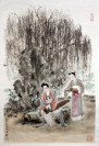Wang Xuan "Hofdame im Schatten der Weidenbäume", chinesische Malerei