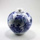 Chinesische Vase "Landschaft", Kugelvase Porzellan, Motiv-Vase