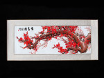 Stickbild "Pflaumenblüte", chinesisches Stoffbild (querformat)