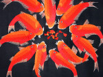 Stickbild "Zwölf Kois" (quadratisch)