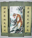 Tiger Rollbild mit chinesischer Kalligraphie, Bildrollen-Set