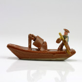 Bonsai-Figur "Dschunke", Fischerboot Keramik