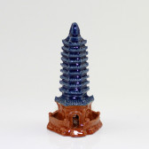 Keramik-Figur Pagode mit Außenmauer, chinesische Bonsaifigur (M)