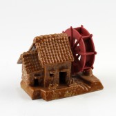 Keramik-Figur "Bauernhaus mit Wasserrad", Brunnen-Deko (XL)
