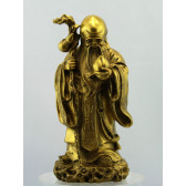 Glücksgott Shou Xing, goldfarbene Messingfigur